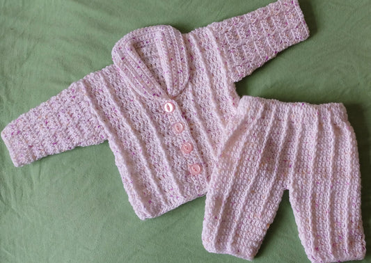 Crochet Newborn Collar Cardigan Set